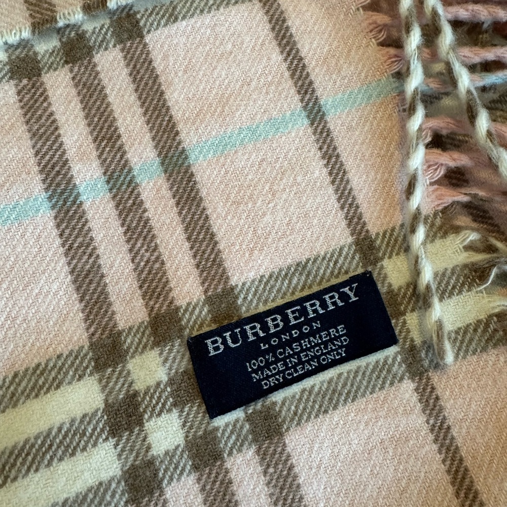Burberry Pink Plaid Fringe Scarf - Picture 2 of 2